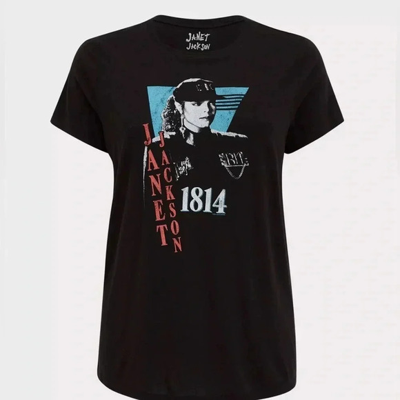 NWT | Janet Jackson Black Crew T Shirt | Sz 1 (1X or 14/16) - Picture 1 of 6